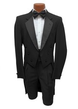 38XL Men's Black Tuxedo Tailcoat 100 Wool   Formal or Halloween Costume VGUC
