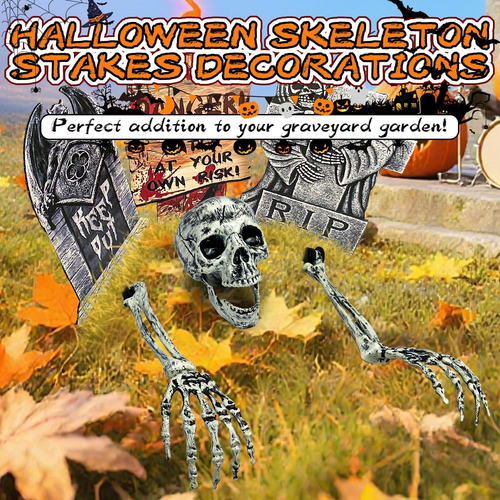 Decorazioni Halloween Decorazione da Esterno, Scheletro Realistico Rompi Terra 3 Pezzi S - Foto 6 di 12
