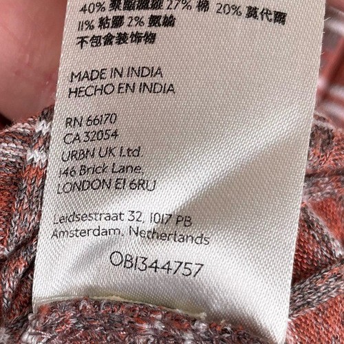 Free People Delilah Top Rust Size XS Striped Ribbed Henley Crochet Knit Collar - Picture 11 of 12