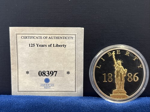 Lot Of 3 American Mint “ 125 Years Of Liberty” Coins w/ COA’s -40mm Proofs. 32g - Bild 2 von 10