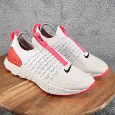 Nike React Phantom Run Flyknit 2 Shoes Women 10 White Hyper Pink Running Sneaker
