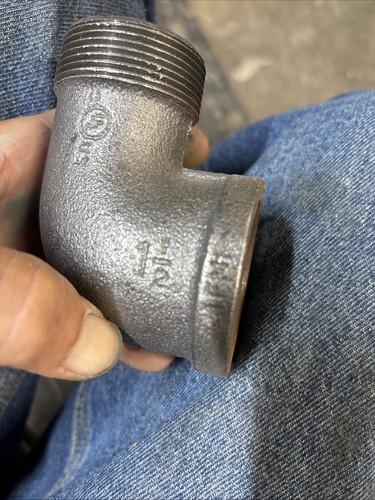 1-1/2" BLACK MALLEABLE IRON STREET 90 ELBOW DEG 90° ELBOW fitting pipe npt - Picture 5 of 7