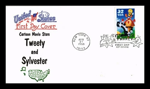DR JIM STAMPS US COVER SYLVESTER AND TWEETY CARTOON MOVIE STARS FIRST DAY ISSUE