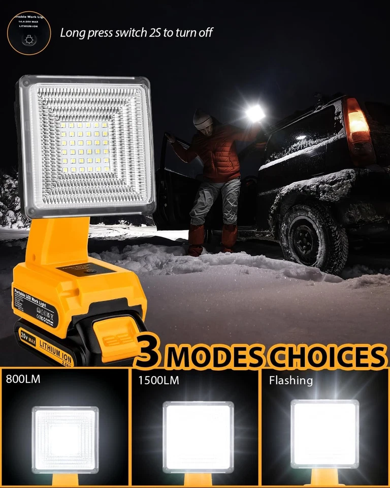 Schnurloses LED-Arbeitslicht für Dewalt 18V 20V Akku 25W LED-Flutlicht mit USB - Bild 3 von 4
