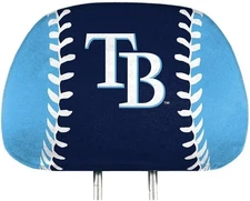 Tampa Bay Rays Pair of Premium Auto Head Rest Covers, Full Color Printed,...