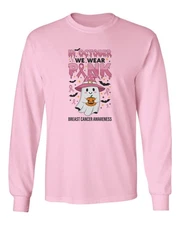 Pink October Ghost Graphic - Breast Cancer Awareness Long Sleeve T-Shirt