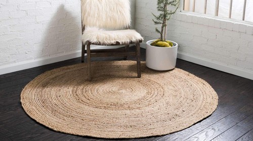 Braided Jute Collection Area Rug - Dhaka (8' Round, Natural) - Picture 2 of 9