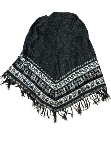 E.I.R.L. Proan Alpaca Baby Women’s Poncho One Size Gray & White Rare Peru Made - Picture 8 of 9