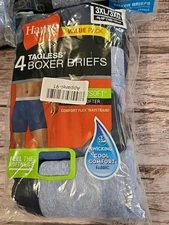 Hanes 4 Tagless Boxer Briefs Mens Sz 3xl Cotton Wicking Cool Relief Blue New(216