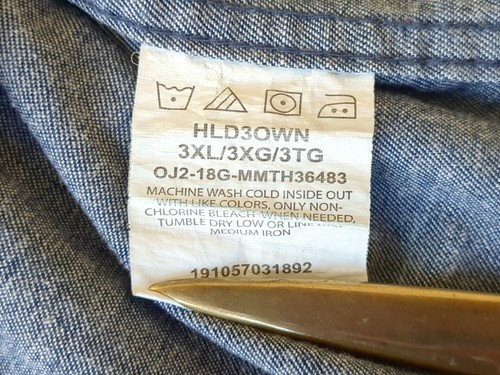 Wrangler Flex for Comfort Men's Blue Button-Down L/S Casual Denim Shirt 3XL - Picture 11 of 16