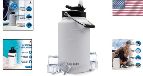 Elegante jarra de agua aislada de galón de acero inoxidable - 128 OZ, blanca - Imagen 2 de 10