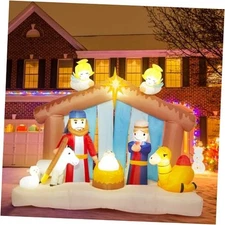10FT Inflatable Jesus Nativity Scene for Christmas Outdoor with Built-in LED 