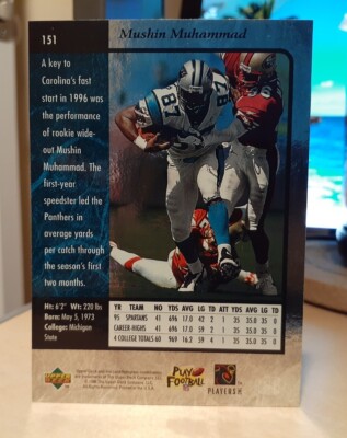 1996 SP Muhsin Muhammad #151 Rookie RC MICHIGAN STATE SPARTANS