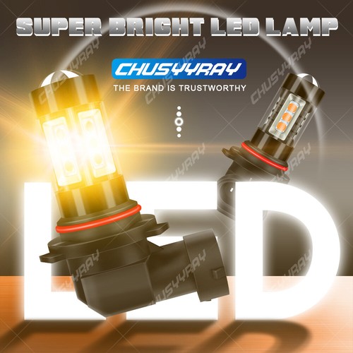H10 9145 9140 9005 9045 LED Fog Light Bulbs Conversion Kit 35/55/65W 3000K Amber - Picture 2 of 12