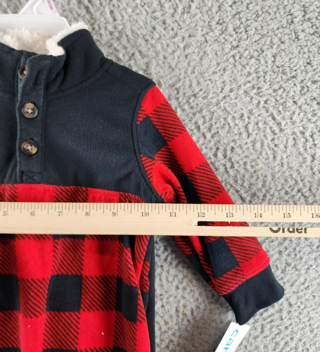 Carter's Buffalo-Check Fleece Jacket and Jogger Pants Set Baby Boys 9M Black/Red - Picture 4 of 15