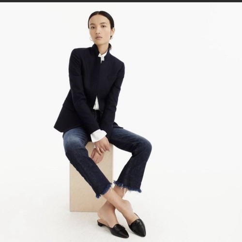 Pantalones de mezclilla recortados J Crew Billie Demi 27P dobladillo deshilachado estilo lavado oscuro H3490 - Imagen 1 de 8