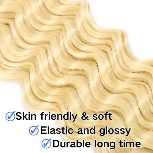 3 Pack Boho Braids 613 Blonde Deep Wave Bulk Human Hair Extensions for Braiding - Picture 3 of 6
