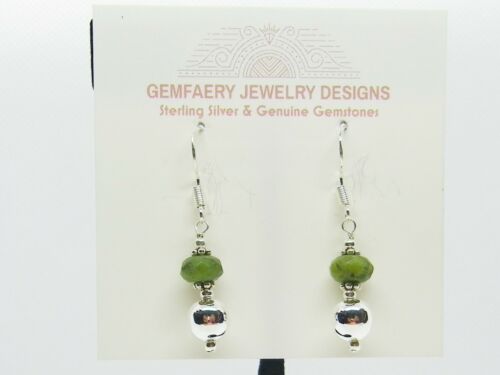 Sterling Silver Faceted Natural JADE Gemstone Earrings #3640...Handmade USA - Picture 2 of 6