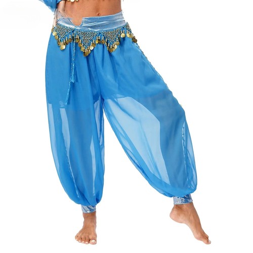 Womens Arabian Costume Shiny Harem Pants Belly Dance Stage Performance Dress Up - Bild 1 von 33
