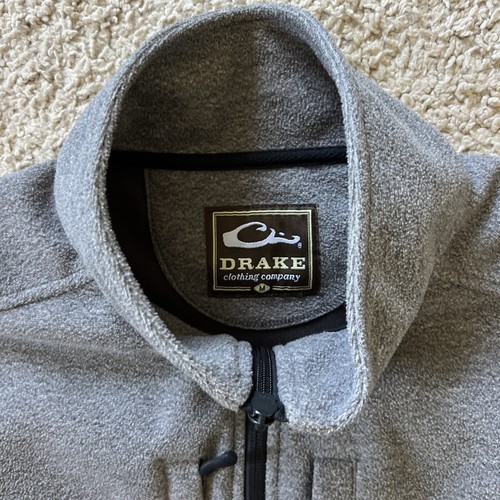 Drake Waterfowl Full Zip Grey Vest Mens M Magnattach Fleece Windproof - Picture 2 of 7
