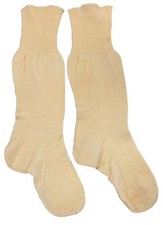 Antique Childs Seamed Knee Trouser Socks, Ivory Pair, Doll, Toddler, Estate Find