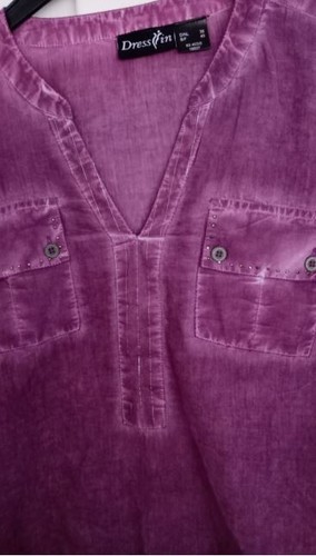 ❤️Damen Bluse, Hemd, Oil-Dyed, Gr. 38 M, Dress IN, Beere, Lila, Batik NEU! - Bild 3 von 5