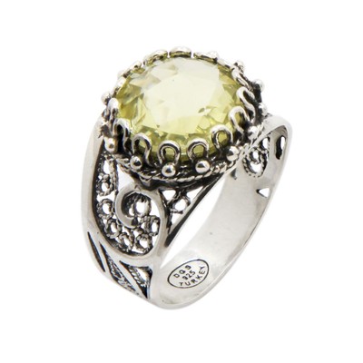 925 STERLING SILVER /& PURPLE AMETHYST FILIGREE PAISLEY ROUND RING SIZE 11