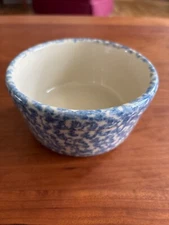 Roseville FP Blue Spongeware Bowl Friendship Pottery Ohio