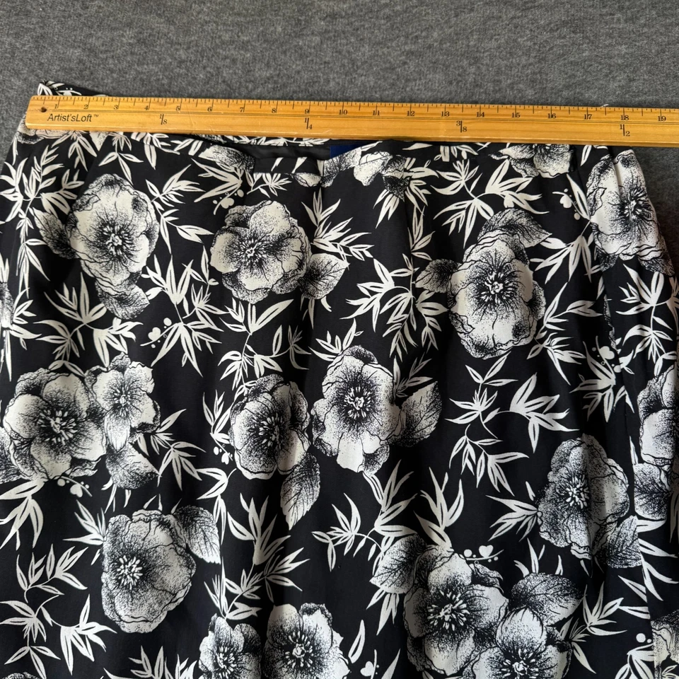 Charter Club Silk Maxi Skirt Womens Plus 18W Black White Floral - Image 3 of 4