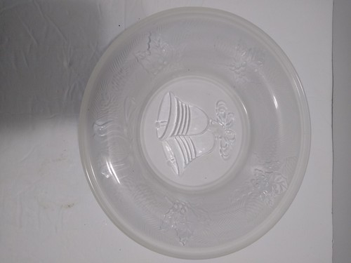 Christmas Crystal Celebration Clear Season Greeting Plate/Dish Frosted Crystal - Picture 8 of 8