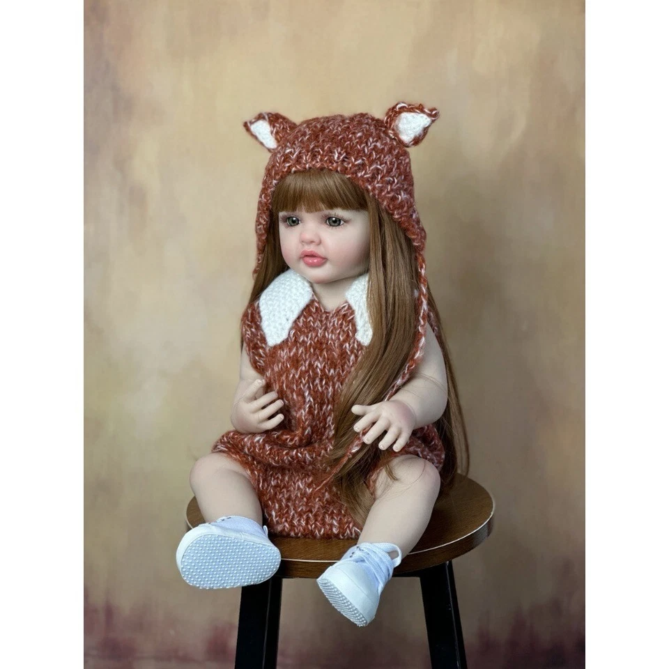 22inch Full Body Vinyl Reborn Doll Bath Long Hair Princess Toddler Handmade   - Bild 3 von 4
