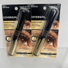 (2) Covergirl 810 Black Brown Exhibitionist Stretch Strength Mascara COMBINESHIP