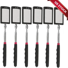 8X Inspection Mirror LED Light Mechanic Telescoping illuminate Swivel Extendable