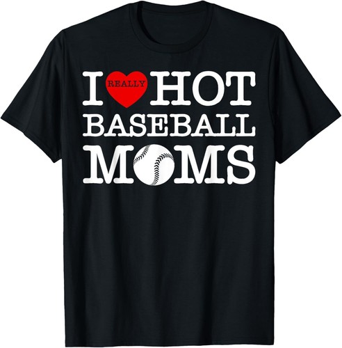 Lustiges T-Shirt I Love Hot Baseball Herz Mütter amerikanischer Muttertag GF