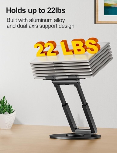 Ergonomic Telescopic Laptop Stand with 360° Swivel for Desk, Black - Adjustable - Afbeelding 8 van 8