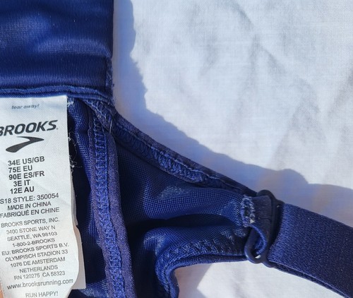 Brooks Bra 34E Sport Blue Running Underwire Adjustable Straps Active Athleisure - Picture 11 of 12