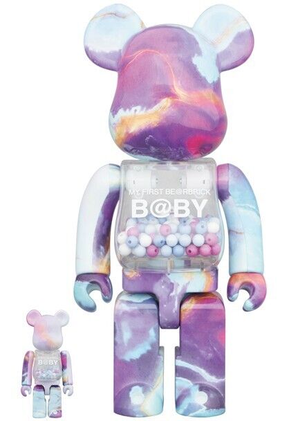 MY FIRST BE@RBRICK B@BY 400% & 100% Marble MEDICOM TOY MY FIRST BE@RBRICK B@BY 400% & 100% Marble MEDICOM TOY