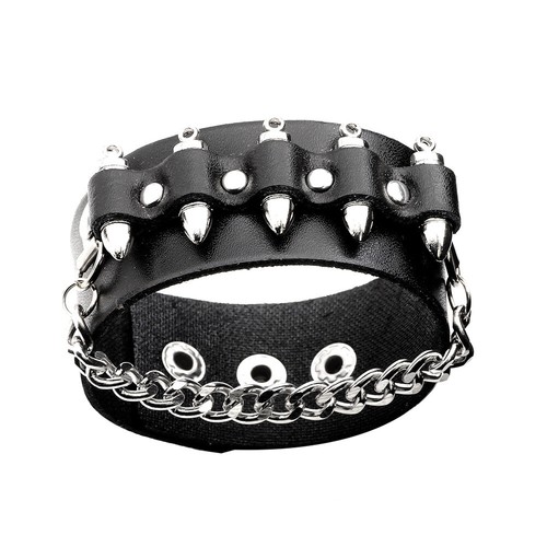 Pulsera para hombre para mujer Punk Remache Puño de cuero Pulsera gótica Brazaletes Joyería Reino Unido - Imagen 11 de 27