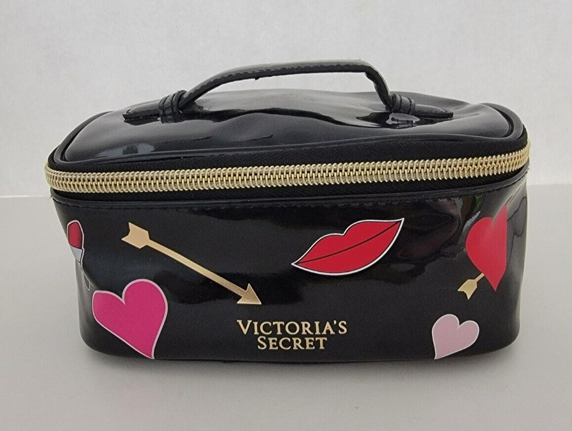 VICTORIA'S SECRET~ Cosmetic Make-Up Case ~ Approx. 7x4x4 Black Zip Around
