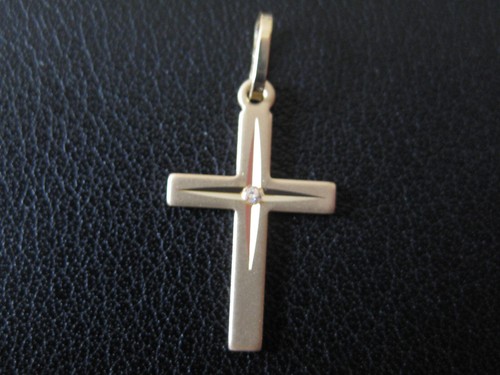 Kreuz aus 333 Gold Kettenanhänger Markenware 8 Karat mit 1 Zirkon Kruzifix /x474 - Bild 3 von 7