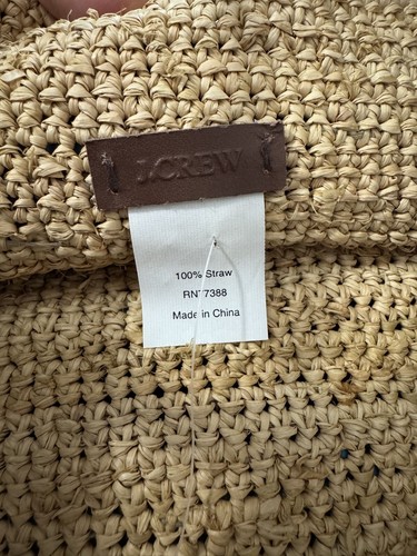 J Crew Straw market tote with turquoise stones bucket bag NWT J.Crew - Picture 3 of 6