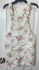 No Boundaries jumper mini dress size M 7-9 white floral adjustable strap prairie