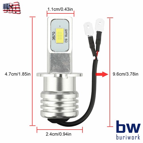 2Pcs H3 LED FOG Light Bulbs combo 6000K White - Picture 4 of 6