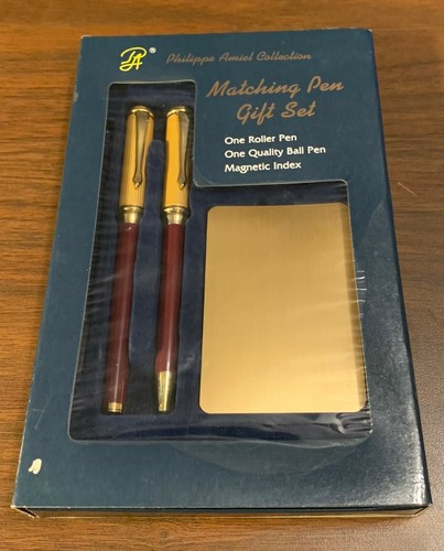 Philippe Amiel Collection Gold Tone Roller and Ball Pen Gift Set - GUC in box - Picture 1 of 3