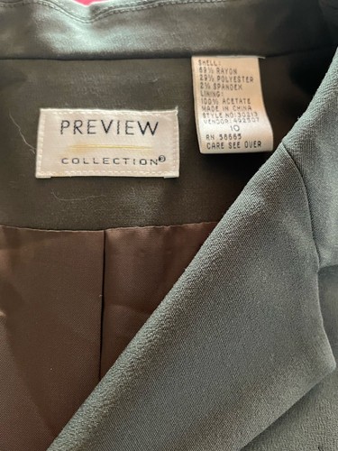 Preview Collection Pant Suit With Blazer Olive Size 10 - Picture 3 of 7