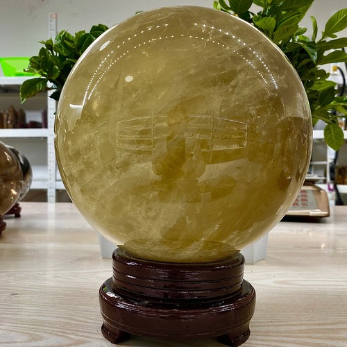 29.98LB Natural high-quality yellow crystal ball for spiritual healing - Picture 18 of 19