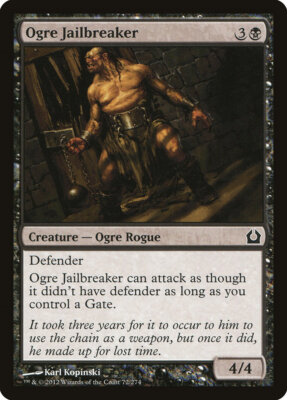 Ogre Jailbreaker 4x FOIL RTR MTG Return to Ravnica Common MINT black Ogre Jailbreaker 4x FOIL RTR MTG Return to Ravnica Common MINT black