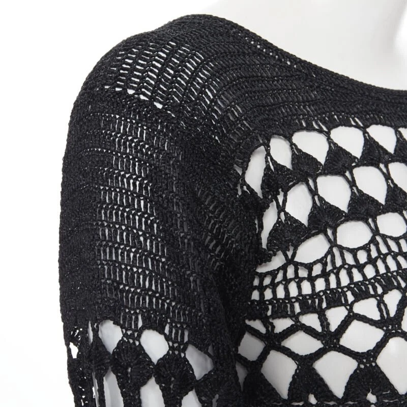 vintage COMME DES GARCONS 1989 black acrylic holey crochet open
