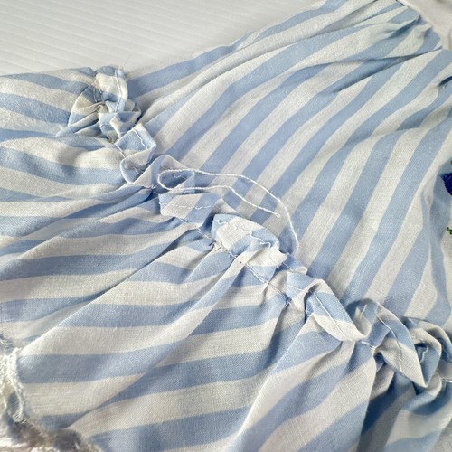 Vtg Cradle Togs Baby Girl Blue Striped Sleeveless Dress Ruffled Lace Trim 1980s - Picture 4 of 10