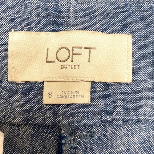 LOFT Outlet Bermuda Blue Chambray Pockets Cotton Blend Coastal Shorts Size 8 - 第 6/9 張圖片